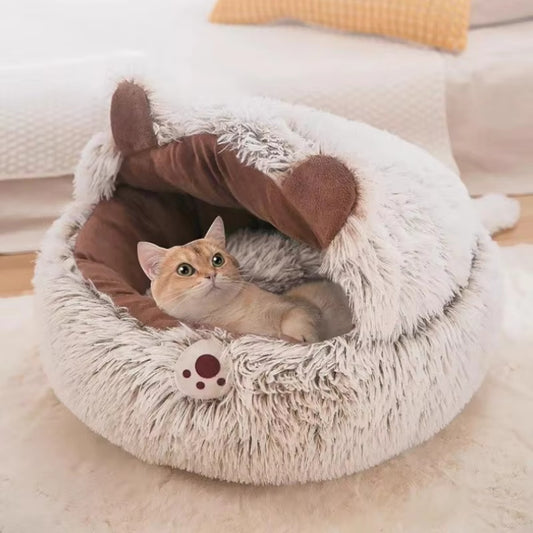 Cozy Plush Cat Bed – Soft & Warm Nest for Peaceful Naps